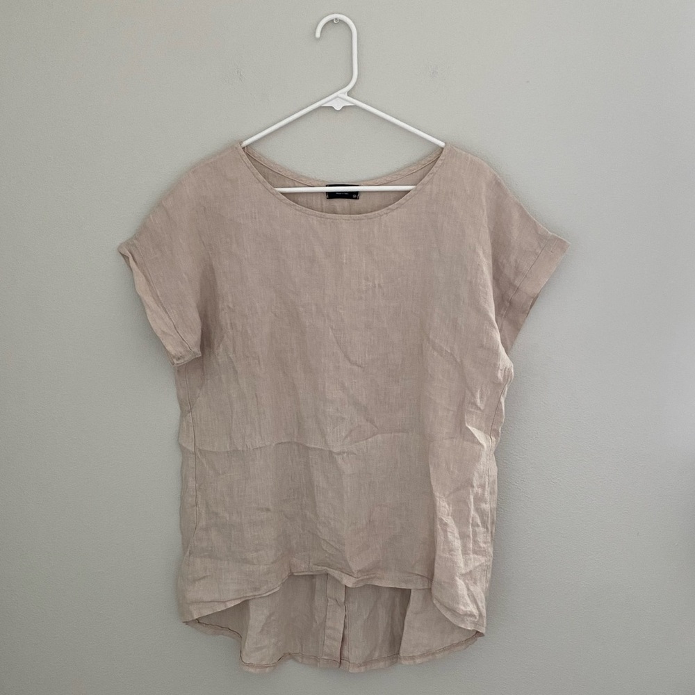 Terzo Millennio Made in Italy Beige Linen Button Back Blouse Size Medium